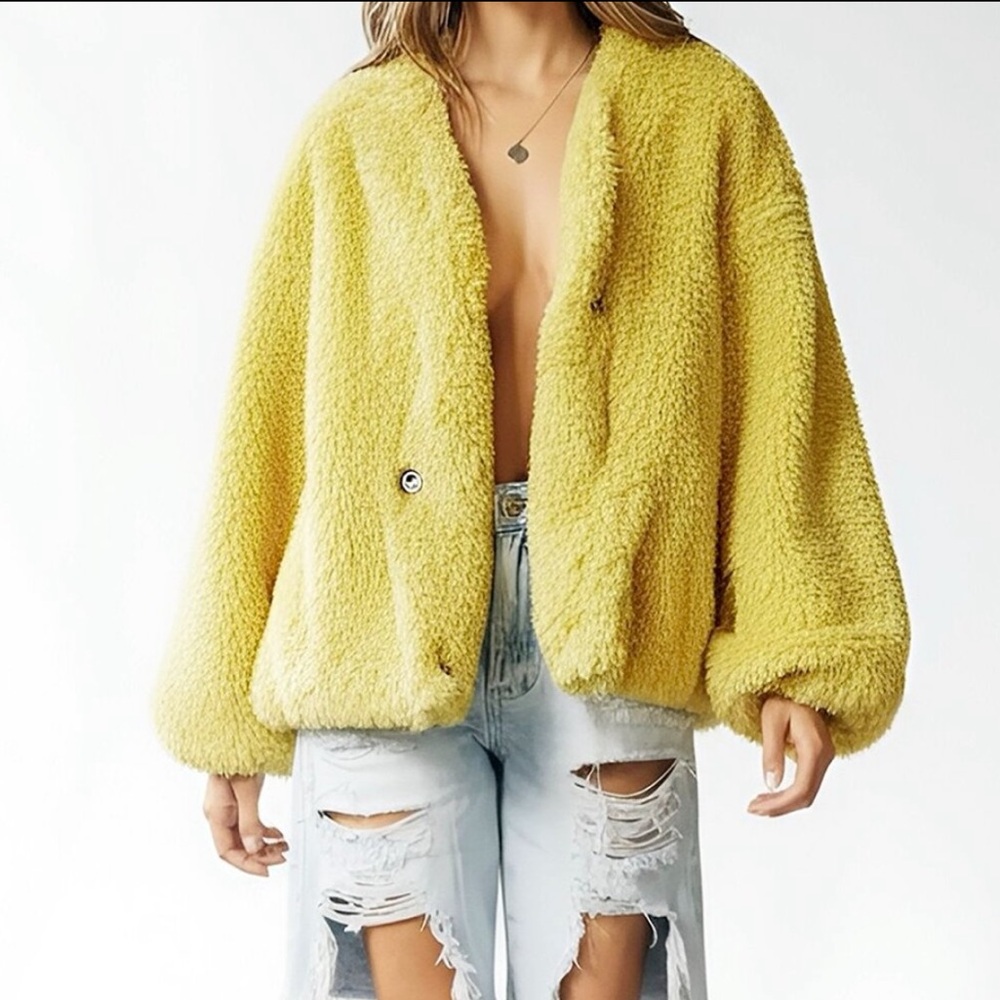 NWT Drop Sleeve Oversized Shag Teddy Jacket - Picture 3 of 10